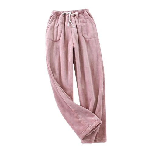Damen Fleece Pyjamahose Fuzzy Lounge Hose Warm Flauschig Nachtwäsche Hose - Bild 3 von 22