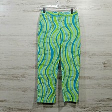 Lilly Pulitzer Cropped Cotton Pants Waves Beach Fish Tropical Nautical Size 0