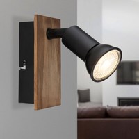 Wandspot Wandleuchte Holzlampe Wohnzimmerlampe Spotstrahler Beweglich H 10,5 Cm