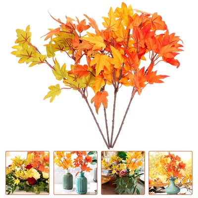 4 Pcs Artificial Maple Leaf Simulated DIY Floral Arrangement Autumn Decoration