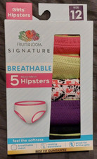 5 pack Fruit of the Loom Girls Underwear Breathable Hipsters sz 12 -4920