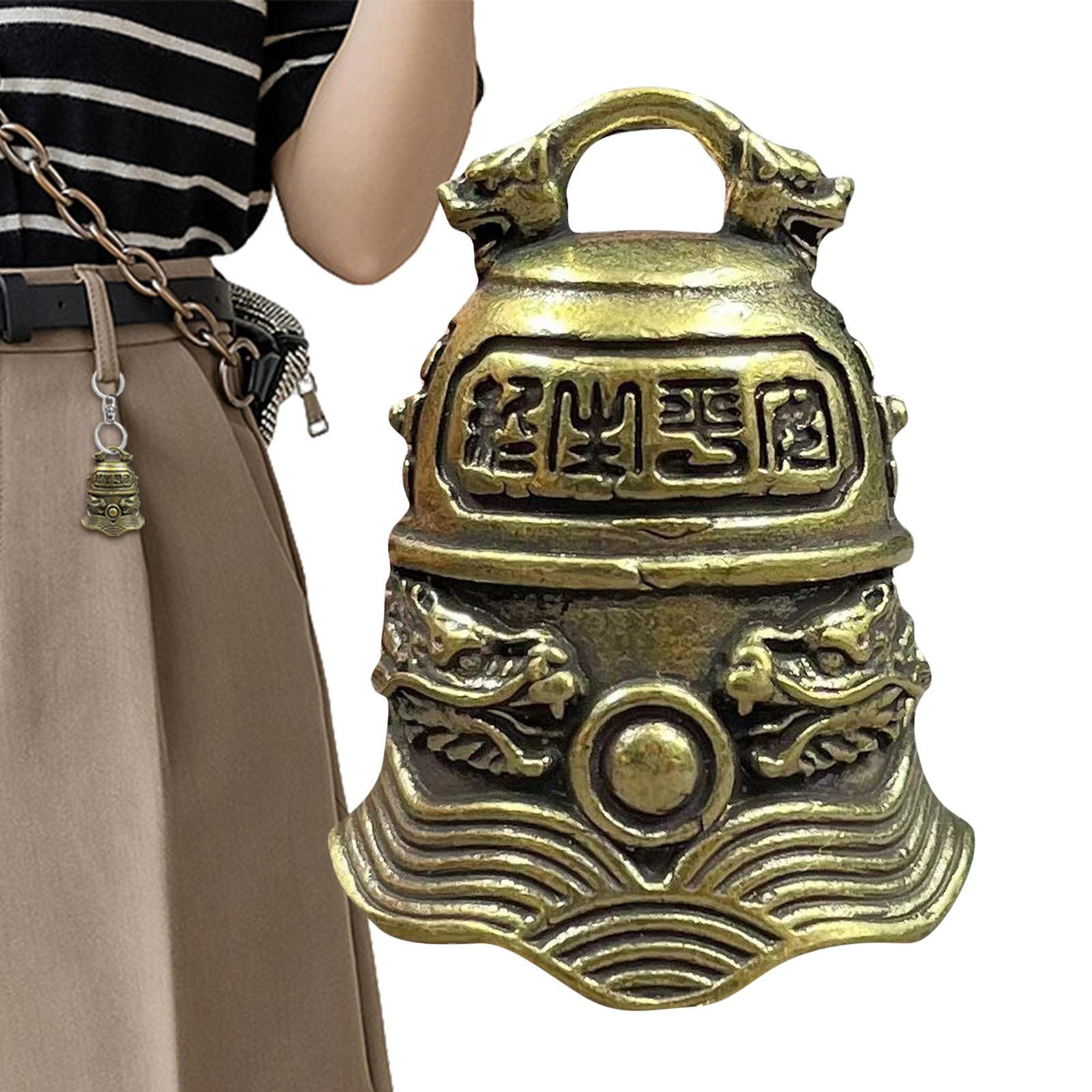 Portable Bear Bell Hiking Bell Retro Brass Loud Golden Bear 