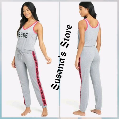 NWT BEBE CONTRAST PANT AND TEE SET SIZE L Sexy and very comfy!! - Afbeelding 1 van 5