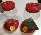 Lot Of 2 Red Plastic Hummingbird Feeder Nectar Flower 16 Oz ~ Sz- 4.25"x4.25"x7"
