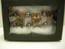 Ladies Magnetic Therapy Bracelet, Orange Rhinestones W/Black Beads, Brand New