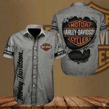 Harley Motor Racing Davidson Casual Button Down Shirt Unisex Adults Size S-5XL