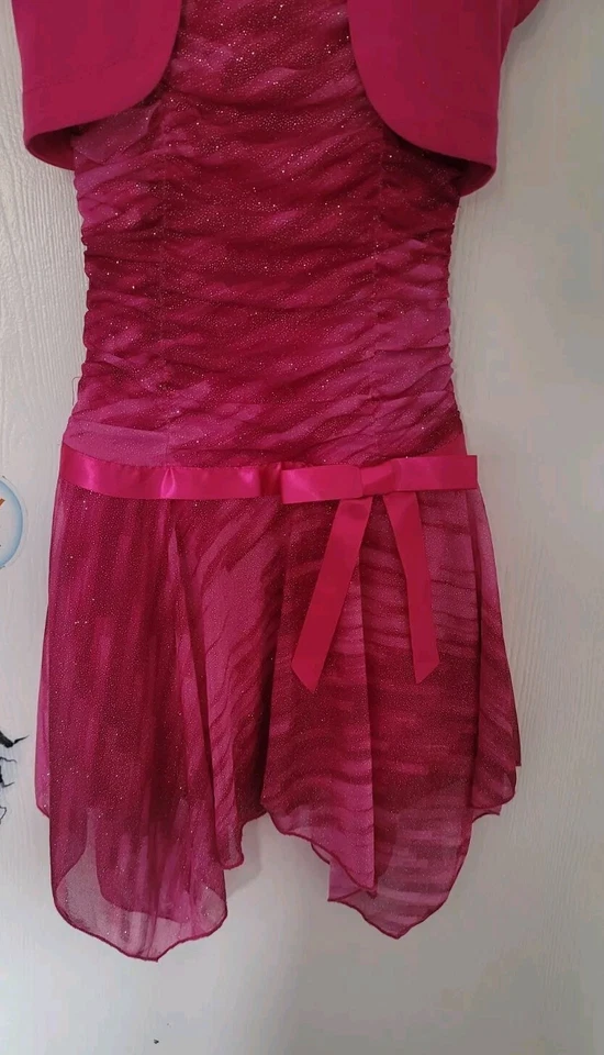 Amy’s Closet girls dress size 7 Pink Formal Party Dress Short Sleeve - Image 3 of 4