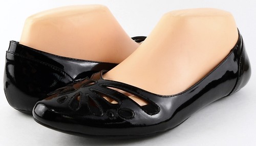 $248 AERIN ATRIA Black Patent Leather Cutout Designer Comfort Ballet Flats 5.5