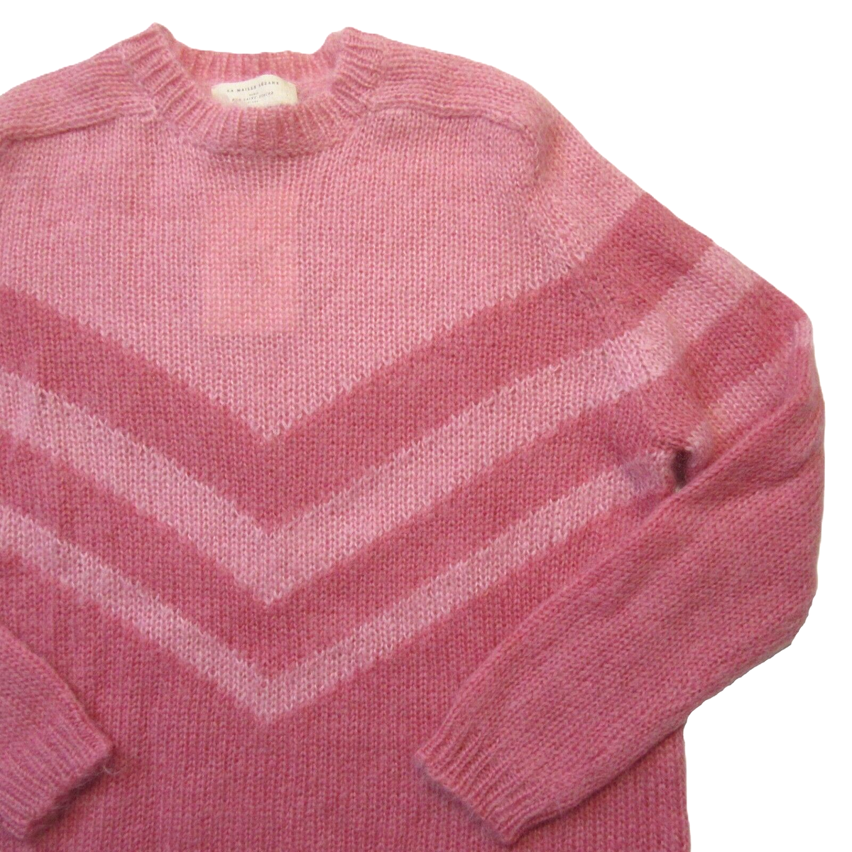 NWT Sezane Joy Jumper in Rose Pink Chevron Mohair Wool Blend Knit