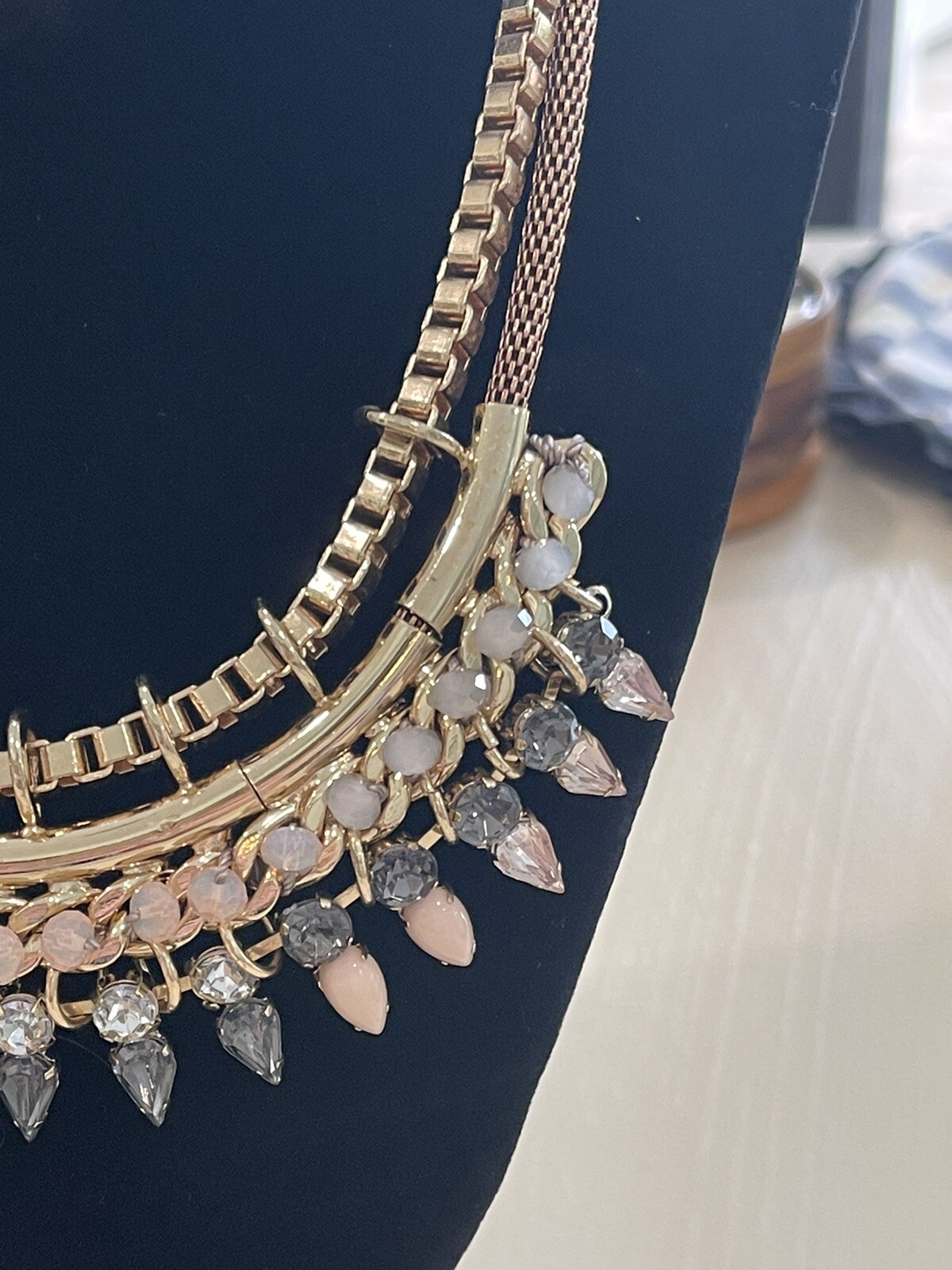 Express Necklace Boho Statement Crystal Beaded Bi… - image 5