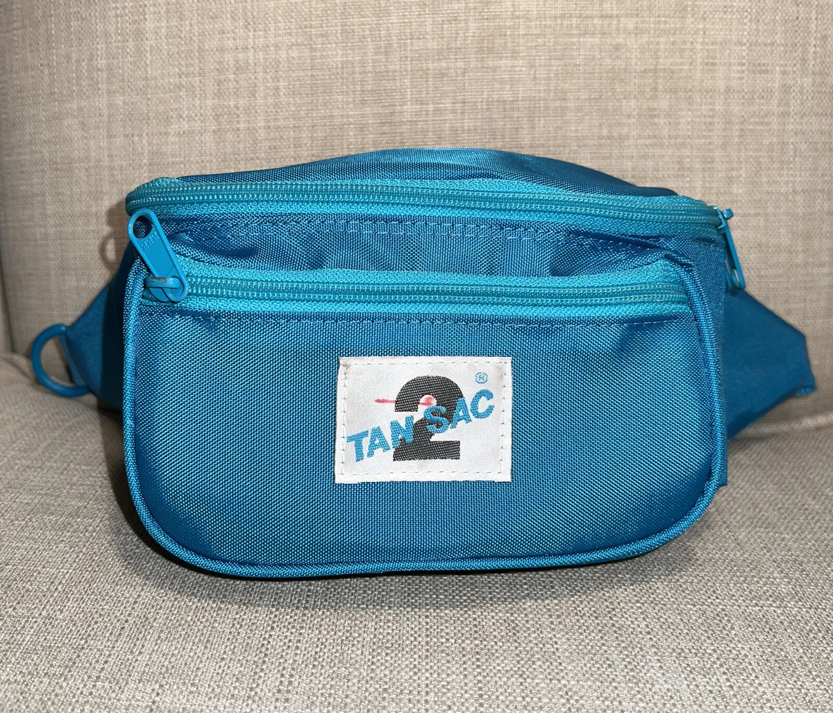 1980s Fanny Pack Waist Bag Tan Sac Retro Vintage Nylon Adjustable Bright Blue