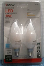 Satco  Decorative LED 4.5W Torpedo Light Bulbs 2 pk   (S21704)  FS