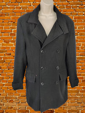 Womens Full Circle Black Wool Blend Double Breasted Pea Coat Jacket Size Small S