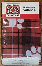 Vtg Disney 101 Dalmations Dog Curtain Valance Made USA Playful Pup Plaid 84  x15  