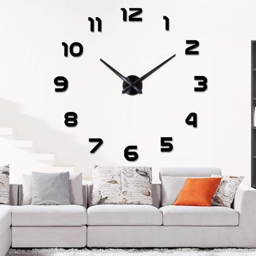 DIY 3D Wall Clock Large Frameless Watch Mirror Surface Wall Art Clock