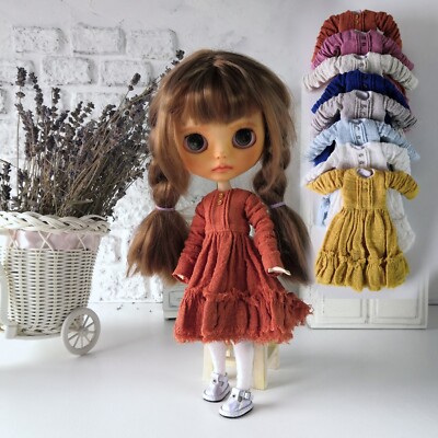 Blythe Puppenkleidung 16 Kleid Puppe Langarm Kleid Rosa Kleid Outfit Puppe bjd