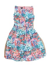 Talbots Petites Dress 4P Floral Cocktail Retro Old Money Colorful Belt Classic