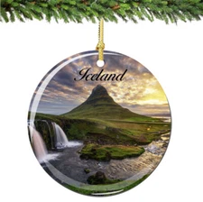 Iceland Christmas Ornament Porcelain Double Sided
