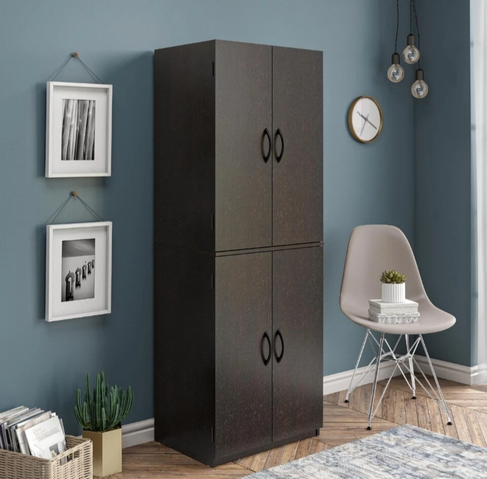 Armario de almacenamiento Mainstays 4 puertas chocolate negro Foto 2 de 4