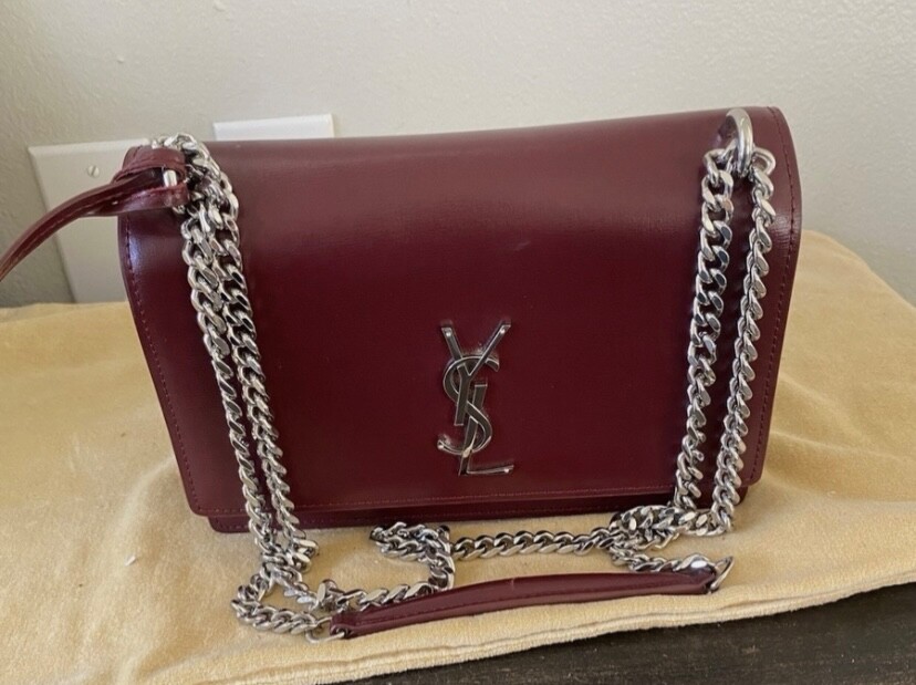 Borsa a tracolla YSL Saint Laurent Sunset media in pelle rossa