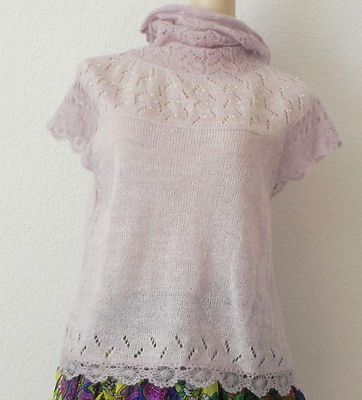 Next Scene Sweater Wool Blend Lightweight Lavender Turtle Neck Cap Sleeve Size S