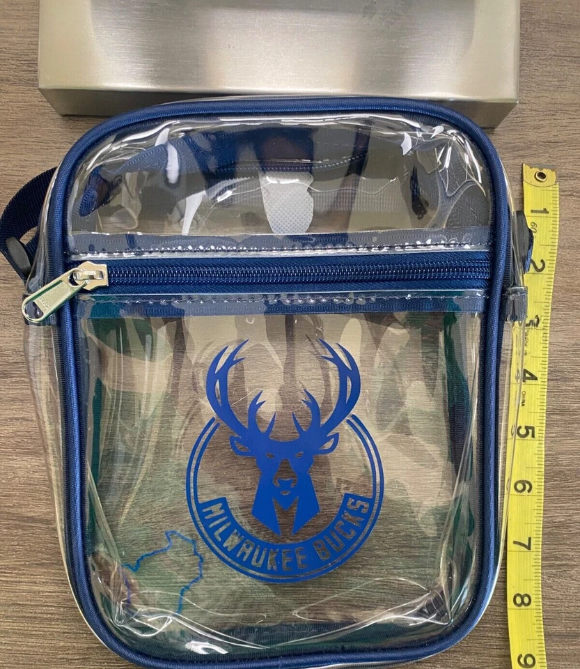 Bolso Bandolera Milwaukee Baloncesto Transparente Azul Marino Aprobado Estadio Foto 4 de 4