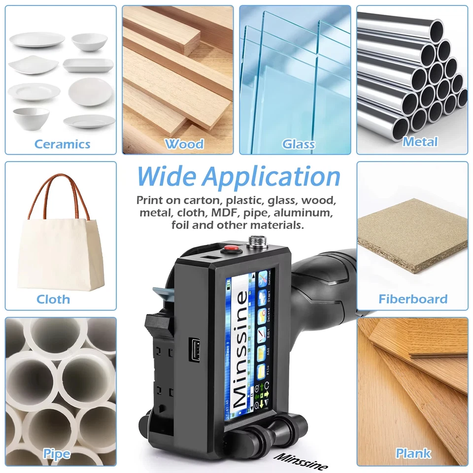 Handheld Inkjet Printer Gun 12.7mm Fast-Drying Ink Text QR Barcode Label Printer - Image 2 of 4