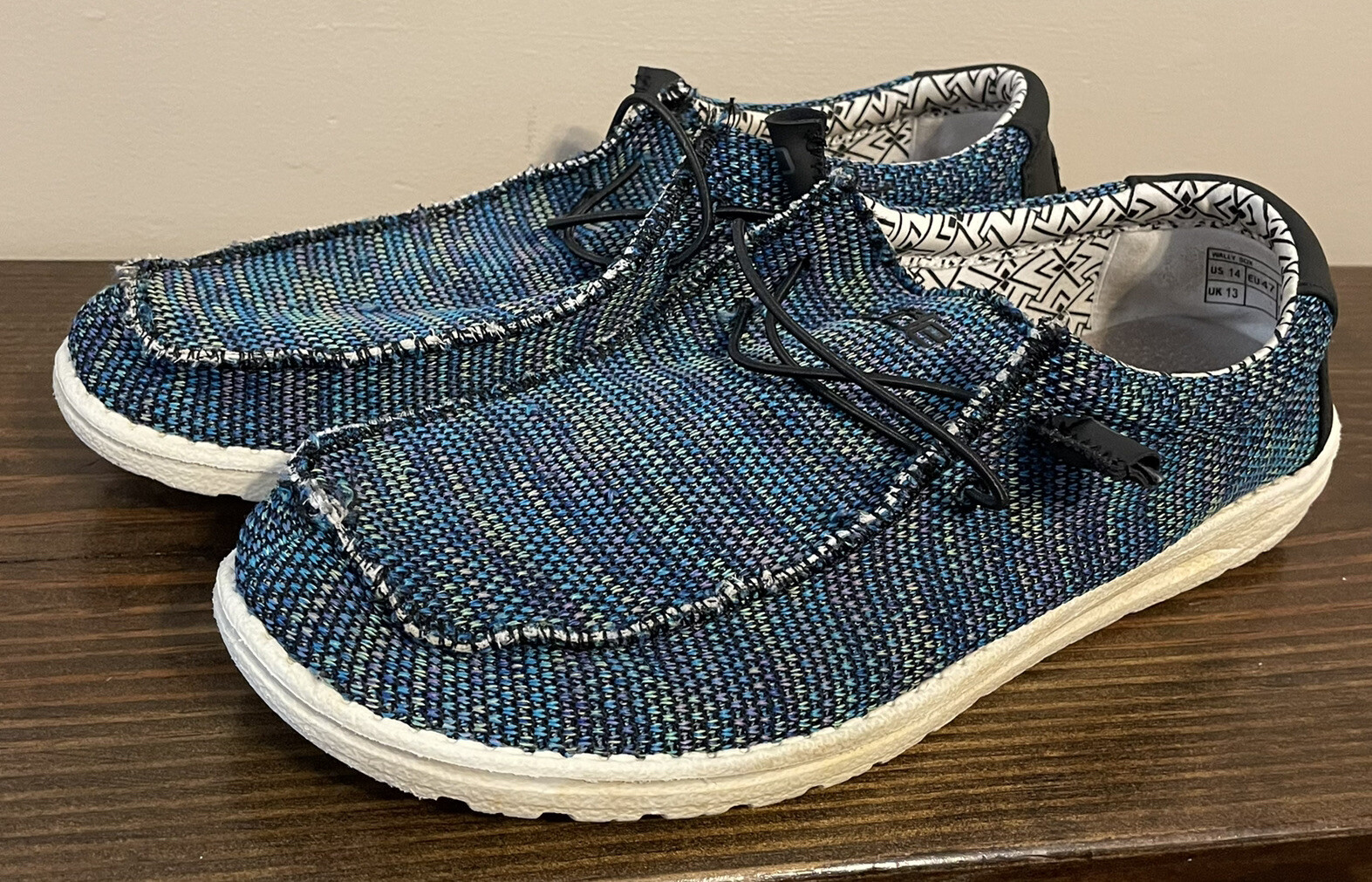 14 Loafer Shoes Blue Green Canvas | eBay