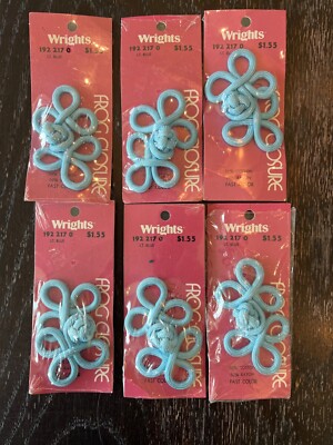 Frog Knot Closure Light Blue 2.75'' Wrights Cotton/Rayon 6 Sets Vintage Fastener