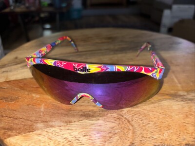 Vintage 80s 90s Bolle Designer Sport Shield Multi-Color Sunglasses Ski  Beach