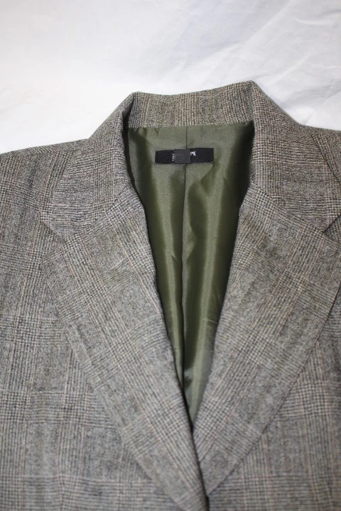 Traje pantalón a cuadros gris y marrón PHILIPPE ADEC para mujer talla 10/12 EE. UU./Francia-B126 Foto 4 de 4