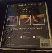 Veratex Adjustable Bedskirt Queen Size Matte Ivory No Lifting Mattress NIP
