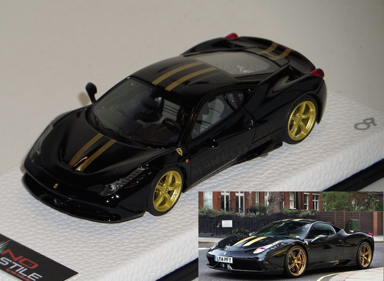 1/43 MR Ferrari 458 Speciale Gloss Black-Gold Stripe Gold