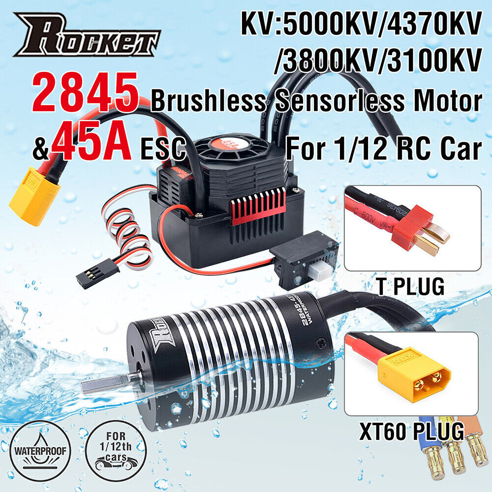 Rocket 2845 Brushless Sensorless Motor 45A ESC for 12428 1/12 RC Car