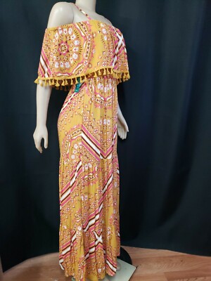 Forever 21 Contemporary Beach Collection Size S Gold MAXI SLIP Dress NWT #CB5