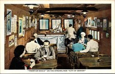 Vintage Postcard Union Pacific RR “City of Denver” Frontier Shack Dining Car
