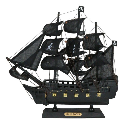 Nautical Marine Pirate Black Jolly Roger Cross Bones Skull Model Sail Ship Boat - Picture 3 of 8