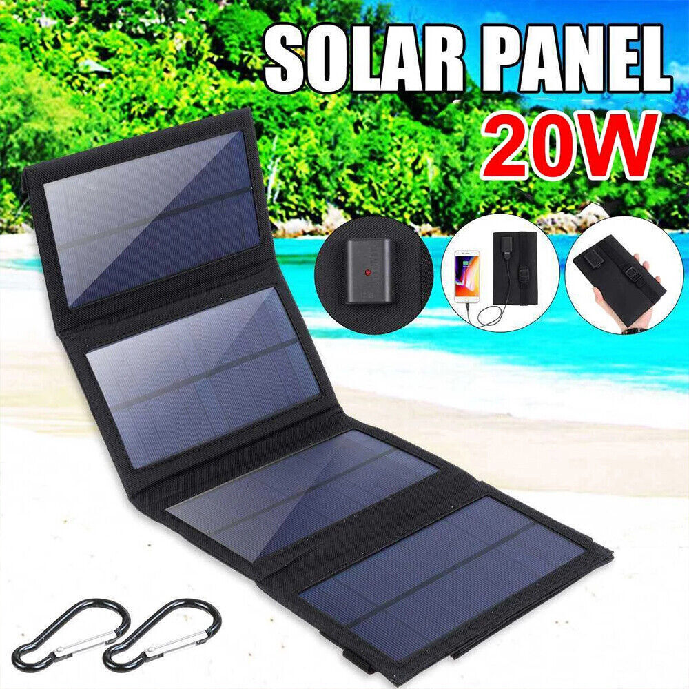 20W Solarpanel Solarmodul Akku Power Bank Handy USB Ladegerät Camping Wandern DE