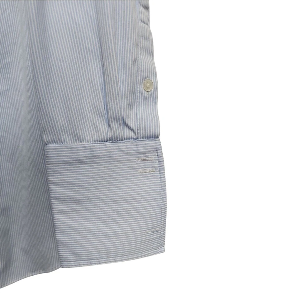 Camisa de vestir a rayas Tasso Elba sin planchar ajuste regular azul claro para hombre 15 1/2 M Foto 4 de 4