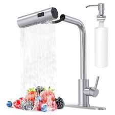 AVSIILE Brushed Nickel Kitchen Faucets with Pull Down Sprayer  Soap Dispenser