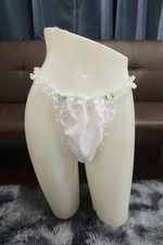 A56 2XL/ElasticW.24-44" Vtg Style White Satin Bikini Thong Panties Underwear