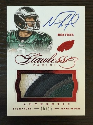 2014 Panini Flawless Nick Foles Game Used Patch Auto /15 Philadelphia Eagles #75