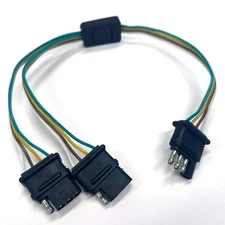 4 Way Flat Y-Splitter Plug Adapter Trailer Lights and LED Tailgate Light Bar