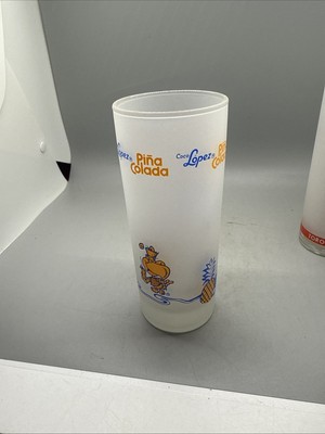 Vintage Coco Lopez Pina Colada Glasses With Recipe 6in tall Frosted