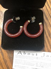 Jade One Inch Hoops 14k Gold Never Worn