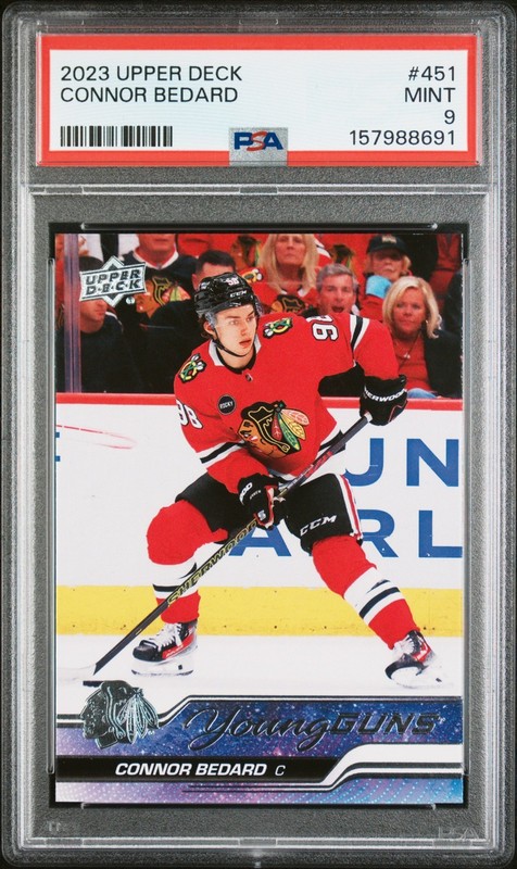 Connor Bedard 2023-24 Upper Deck Young Guns #451 Chicago Blackhawks PSA 9