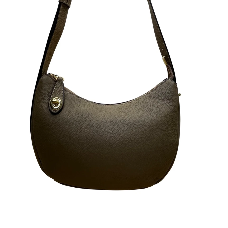 Bolso de hombro Zooler para mujer de cuero oliva con detalle dorado con cierre de cremallera talla M Foto 2 de 4