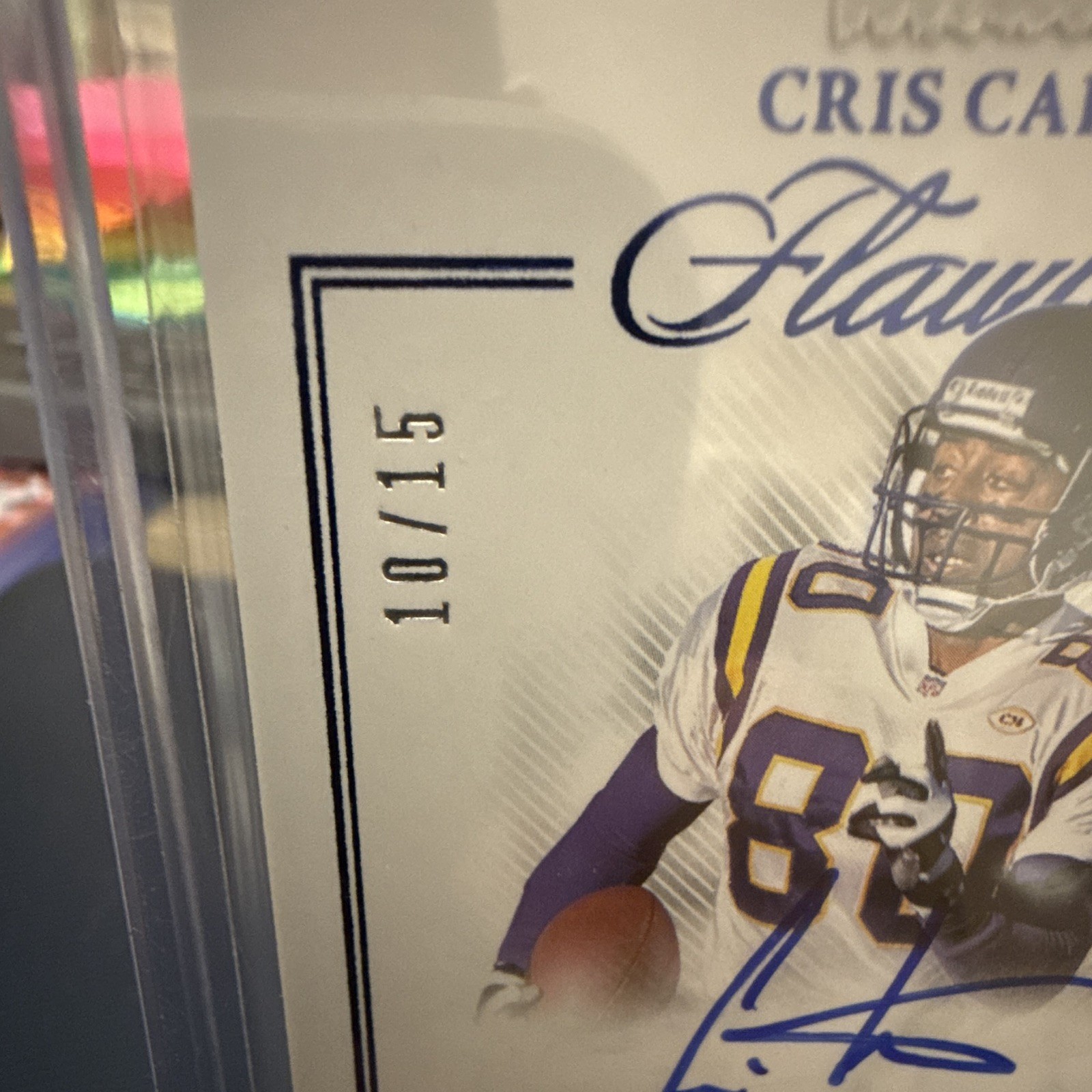 Panini 2020 Flawless Cris Carter Vikings Auto Patch #GUMS-CCR Serial /15 view 2