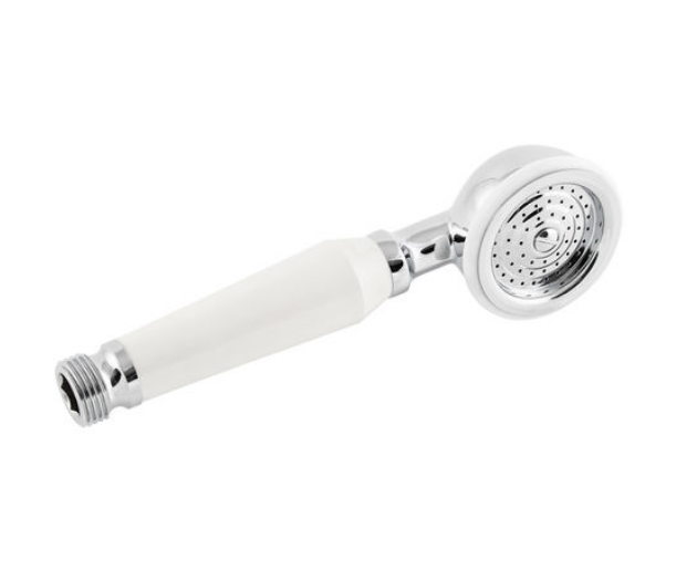 Traditional Shower Handset White & Chrome Bathroom Hand Held Or Fits Cradle