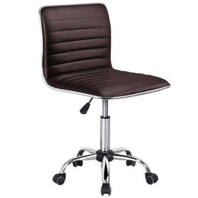 #ad Modern PU Leather Ribbed Armless Working Office Chair Desk Task Chair Brown $66.49